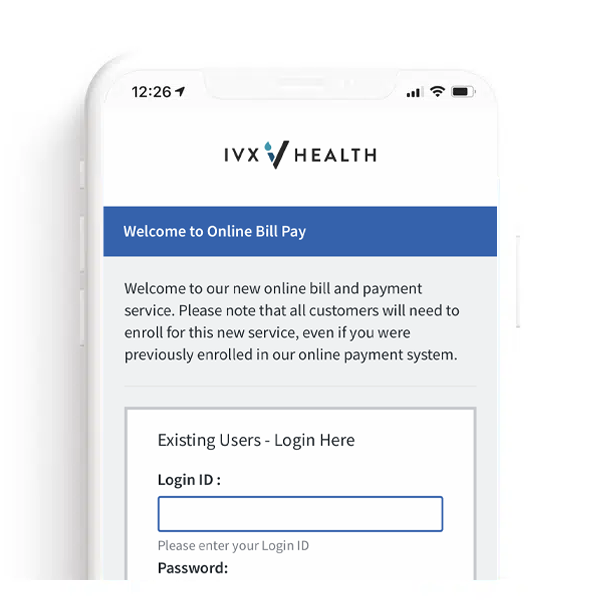 IVX Health patient portal on a mobile phone