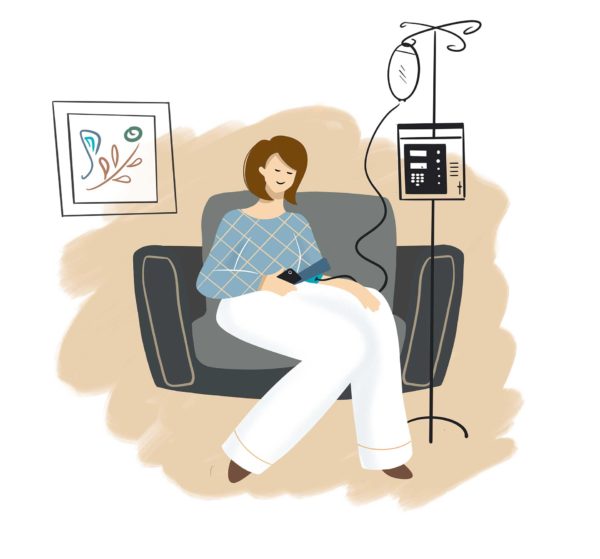 An illustration of a woman getting an infusion